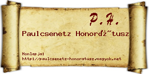 Paulcsenetz Honorátusz névjegykártya